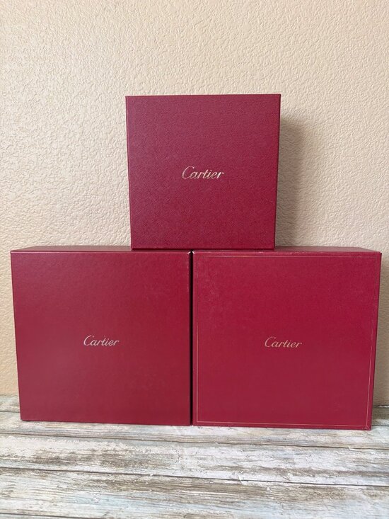 Cartier Jewelry - Set of 3 Cartier Red Presentation Jewelry Boxes Gold Logo - Empty
